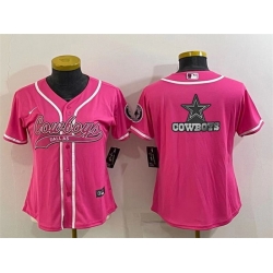 Women Dallas Cowboys Pink Team Big Logo With Patch Cool Base Stitched Baseball Jersey