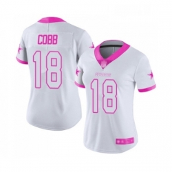 Womens Dallas Cowboys 18 Randall Cobb Limited White Pink Rush Fashion Football Jersey