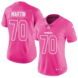 Womens Nike Cowboys #70 Zack Martin Pink  Stitched NFL Limited Rush Fashion Jersey