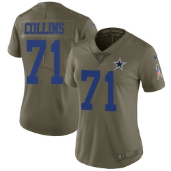 Womens Nike Cowboys #71 La el Collins Olive  Stitched NFL Limited 2017 Salute to Service Jersey