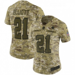 Womens Nike Dallas Cowboys 21 Ezekiel Elliott Limited Camo 2018 Salute to Service NFL Jersey