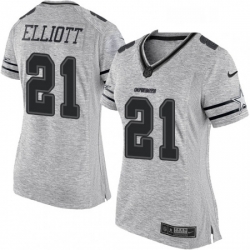 Womens Nike Dallas Cowboys 21 Ezekiel Elliott Limited Gray Gridiron II NFL Jersey