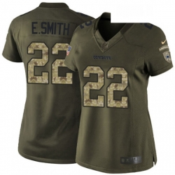 Womens Nike Dallas Cowboys 22 Emmitt Smith Elite Green Salute to Service NFL Jersey