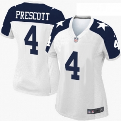 Womens Nike Dallas Cowboys 4 Dak Prescott Elite White Throwback Alternate NFL Jersey