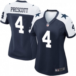 Womens Nike Dallas Cowboys 4 Dak Prescott Game Navy Blue Throwback Alternate NFL Jersey