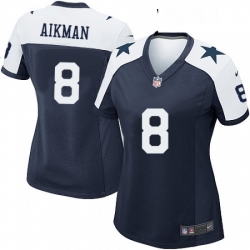 Womens Nike Dallas Cowboys 8 Troy Aikman Game Navy Blue Throwback Alternate NFL Jersey