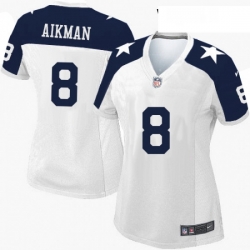 Womens Nike Dallas Cowboys 8 Troy Aikman Limited White Throwback Alternate NFL Jersey