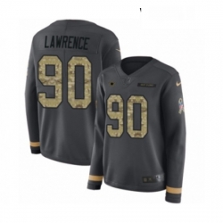 Womens Nike Dallas Cowboys 90 Demarcus Lawrence Limited Black Salute to Service Therma Long Sleeve NFL Jersey