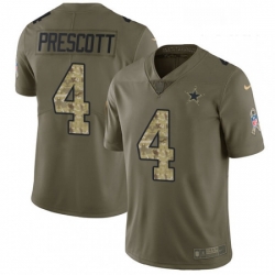 Youth Nike Dallas Cowboys 4 Dak Prescott Limited OliveCamo 2017 Salute to Service NFL Jersey