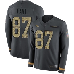 Broncos 87 Noah Fant Anthracite Salute to Service Men Stitched Football Limited Therma Long Sleeve Jersey