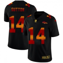 Denver Broncos 14 Courtland Sutton Men Black Nike Red Orange Stripe Vapor Limited NFL Jersey