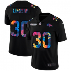 Denver Broncos 30 Phillip Lindsay Men Nike Multi Color Black 2020 NFL Crucial Catch Vapor Untouchable Limited Jersey