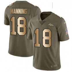 Men Nike Denver Broncos 18 Peyton Manning Limited OliveGold 2017 Salute to Service NFL Jersey