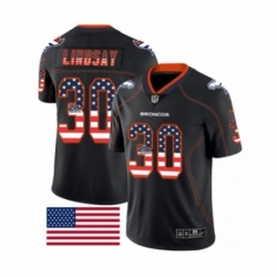 Men Nike Denver Broncos 30 Phillip Lindsay Limited Black Rush USA Flag NFL Jersey