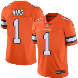 Nike Broncos #1 Marquette King Orange Mens Stitched NFL Limited Rush Jersey