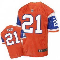 Nike Broncos #21 Aqib Talib Orange Throwback Mens Stitched NFL Elite Jersey