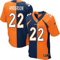 Nike Broncos #22 C J  Anderson Orange Navy Blue Mens Stitched NFL Elite Split Jersey