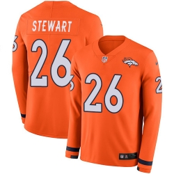 Nike Broncos #26 Darian Stewart Orange Team Color Men Stitched NFL Limited Therma Long Sleeve Jersey