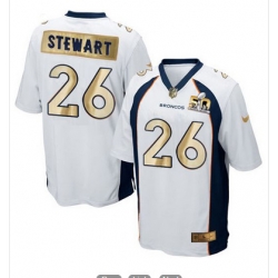 Nike Broncos #26 Darian Stewart White Mens Stitched NFL Game Super Bowl 50 Collection Jersey