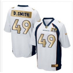 Nike Broncos #49 Dennis Smith White Mens Stitched NFL Game Super Bowl 50 Collection Jersey