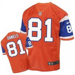 Nike Broncos #81 Owen Daniels Orange Throwback Mens Stitched NFL Elite Jersey