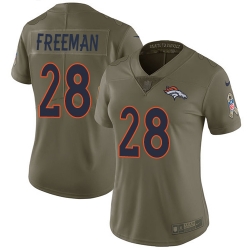 Nike Broncos #28 Royce Freeman Olive Women Stitched NFL Limited 2017 Salute to Service Jersey