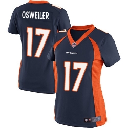 Women Denver Broncos #17 Brock osweiler Navy Blue Stitched NFL Jersey