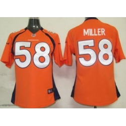 Women Nike Denver Broncos 58 Miller Orange Nike NFL Jerseys