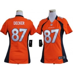 Women Nike Denver Broncos 87# Eric Decker Orange Nike NFL Jerseys