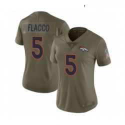 Womens Denver Broncos 5 Joe Flacco Limited Olive 2017 Salute to Service Football Jersey