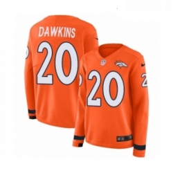 Womens Nike Denver Broncos 20 Brian Dawkins Limited Orange Therma Long Sleeve NFL Jersey