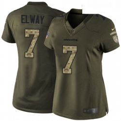 Womens Nike Denver Broncos 7 John Elway Elite Green Salute to Service NFL Jersey