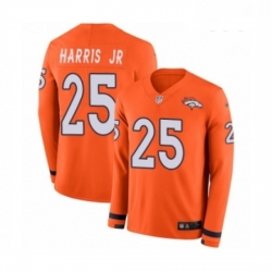 Youth Nike Denver Broncos 25 Chris Harris Jr Limited Orange Therma Long Sleeve NFL Jersey