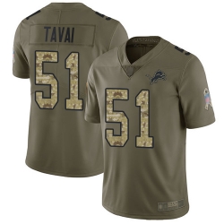 Lions 51 Jahlani Tavai Olive Camo Men Stitched Football Limited 2017 Salute To Service Jersey