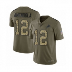 Men Detroit Lions 12 Danny Amendola Limited Olive Camo Salute to Service Football Jersey