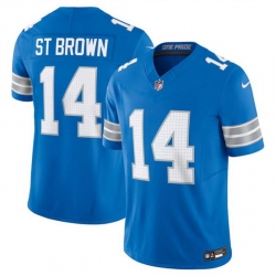 Men Detroit Lions 14 Amon Ra St  Brown Blue 2024 F U S E  Vapor Limited Stitched Jersey