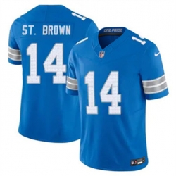 Men Detroit Lions 14 Amon Ra St Brown Blue 2024 F U S E Vapor Limited Stitched Jersey II