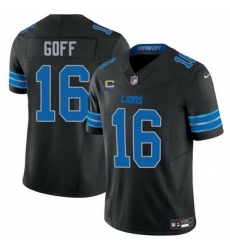 Men Detroit Lions 16 Jared Goff Black 2024 F U S E  With 4 Star C Patch 2nd Alternate Vapor Limited Stitched Jersey