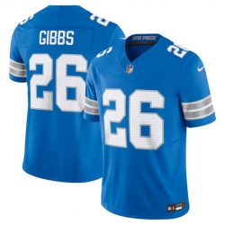 Men Detroit Lions 26 Jahmyr Gibbs Blue 2024 F U S E  Vapor Limited Stitched Jersey