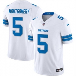 Men Detroit Lions 5 David Montgomery White 2024 F U S E  Vapor Limited Stitched Jersey