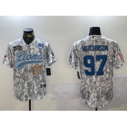 Men Detroit Lions 97 Aidan Hutchinson 2024 Arctic Camo Salute To Service Stitched Baseball Jersey 5