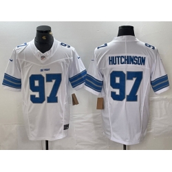 Men Detroit Lions 97 Aidan Hutchinson White 2024 F U S E  Vapor Limited Stitched Jersey