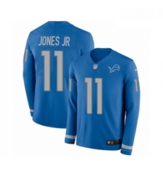 Men Nike Detroit Lions 11 Marvin Jones Jr Limited Blue Therma Long Sleeve NFL Jersey