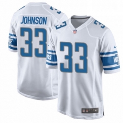 Men Nike Detroit Lions 33 Kerryon Johnson Game White NFL Jersey