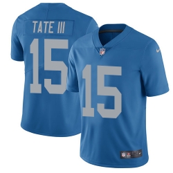 Nike Lions #15 Golden Tate III Blue Throwback Mens Stitched NFL Limited Jersey