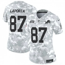 Women Detroit Lions 87 Sam LaPorta 2024 F U S E Arctic Camo Salute To Service Limited Stitched Jersey