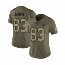 Womens Detroit Lions 83 Jesse James Limited Olive Camo Salute to Service Football Jersey