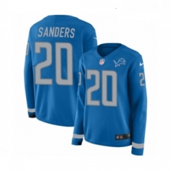 Womens Nike Detroit Lions 20 Barry Sanders Limited Blue Therma Long Sleeve NFL Jersey