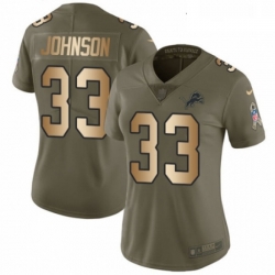 Womens Nike Detroit Lions 33 Kerryon Johnson Limited OliveGold Salute to Service NFL Jersey