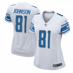 Womens Nike Detroit Lions 81 Calvin Johnson Game White NFL Jersey